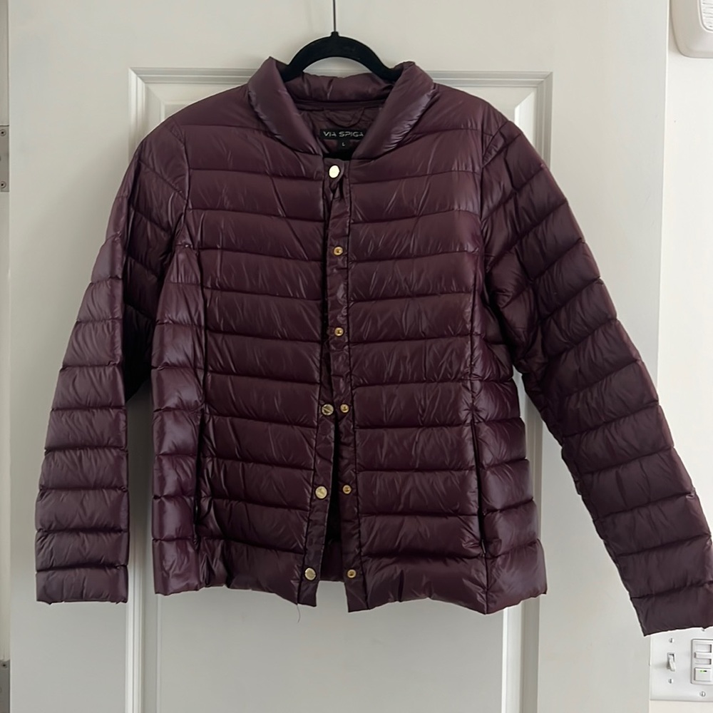 Via Spiga Purple Thin Puffer Coat Size Large